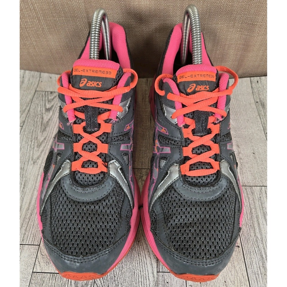 Asics Womens Gel‎ Extreme 33 Gray Pink Camo Running Shoes Sneakers Size 6.5 EUC
